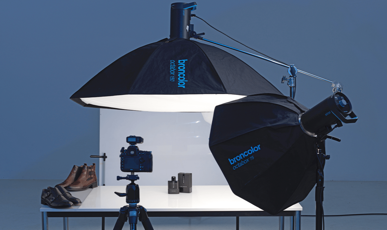 Professional studio softbox lighting setup for product photography